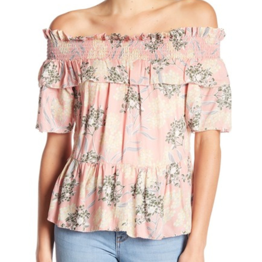 Willam Rast Arabella Smocked Off-the-Shoulder Top